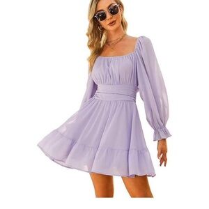 Elegant Lavender Long Sleeve Dress by Explora